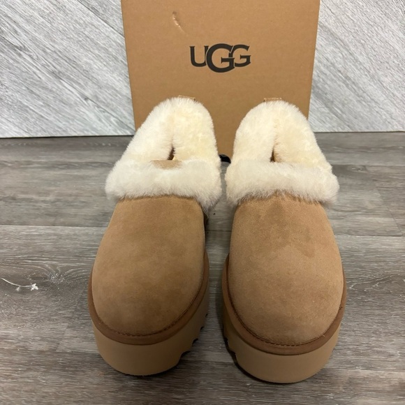 UGG | Nita Platform Ultra Mini Bootie Slippers Chestnut New In Box - Picture 5 of 10